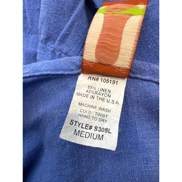 American Vintage Blue Linen Blend Tiered Maxi Skirt pull waist tie medium - Picture 11 of 11